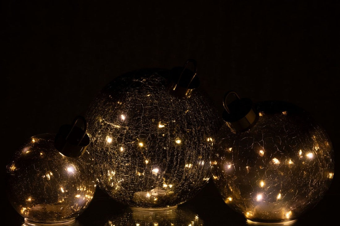 Boule de Noël LED Verre Noir Lot de 3 J-Line