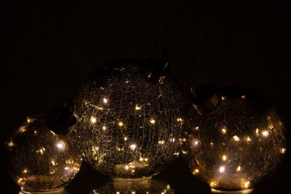 Boule de Noël LED Verre Noir Lot de 3 J-Line