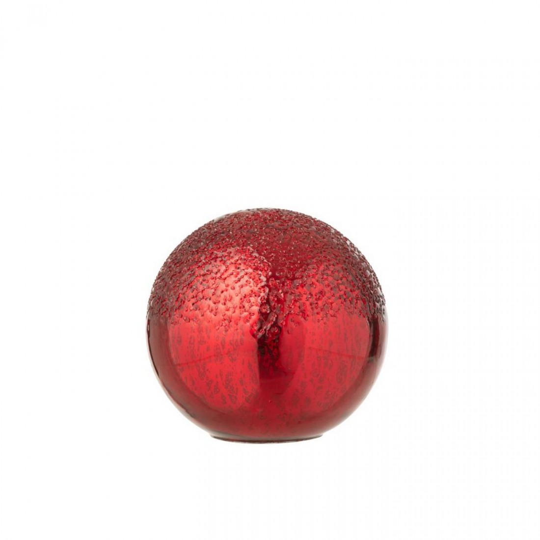 Boule LED en verre craquelé rouge de Noël, lot de 2 J-Line