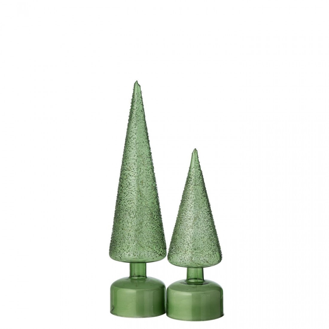 Sapin de Noël LED Tournant en Verre Vert Lot de 2 J-Line
