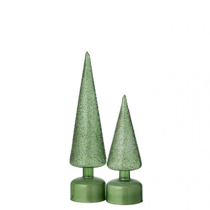 Sapin de Noël LED Tournant en Verre Vert Lot de 2 J-Line