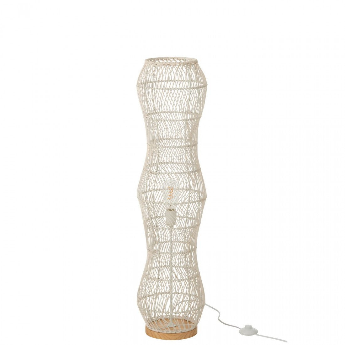 Lampadaire Rotin Métal Torsadé Blanc H101cm  J-Line