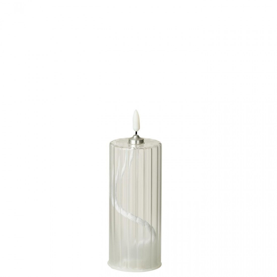 Bougie LED en verre transparent à rayures, lot de 3 J-Line