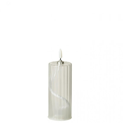 Bougie LED en verre transparent à rayures, lot de 3 J-Line