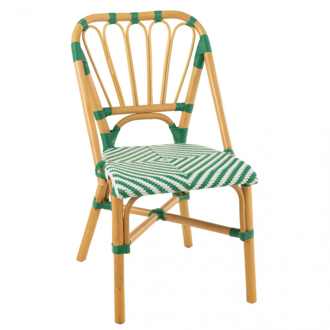 Chaise Rotin Vert foncé/Blanc J-Line