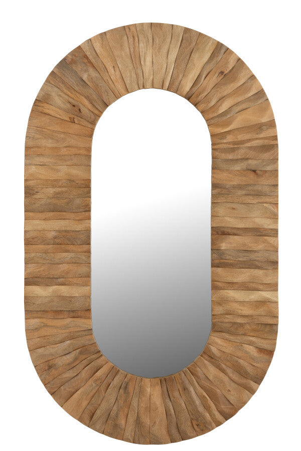 Miroir mural Curve ovale Bois naturel 152x6x92cm J-Line