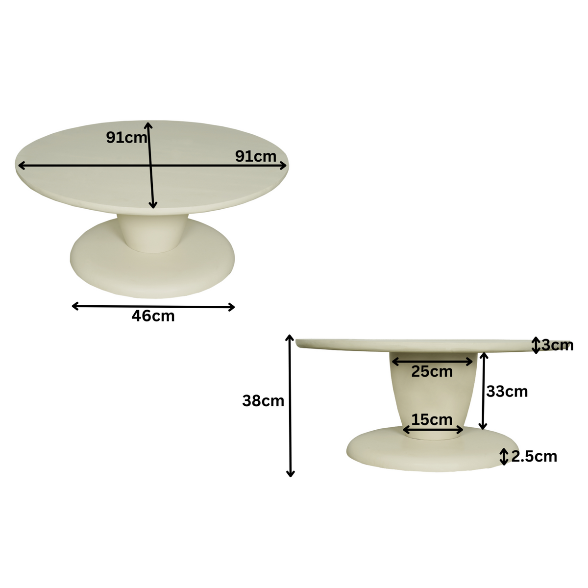Zijaanzicht van salontafel Mabel van Starfurn, 38 cm hoog