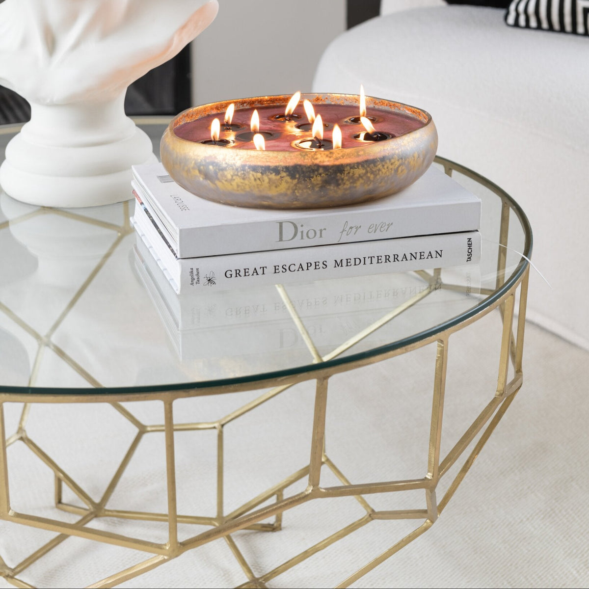 Table basse Moza Métal/Verre Or J-Line