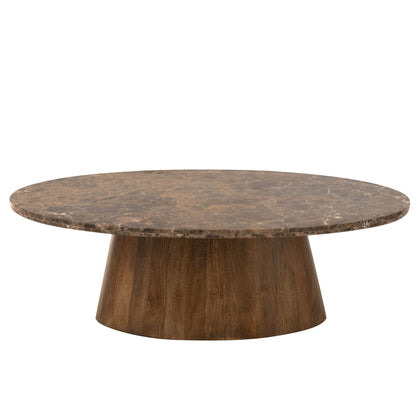 Table basse ovale Marbre/Bois de manguier Marron J-Line