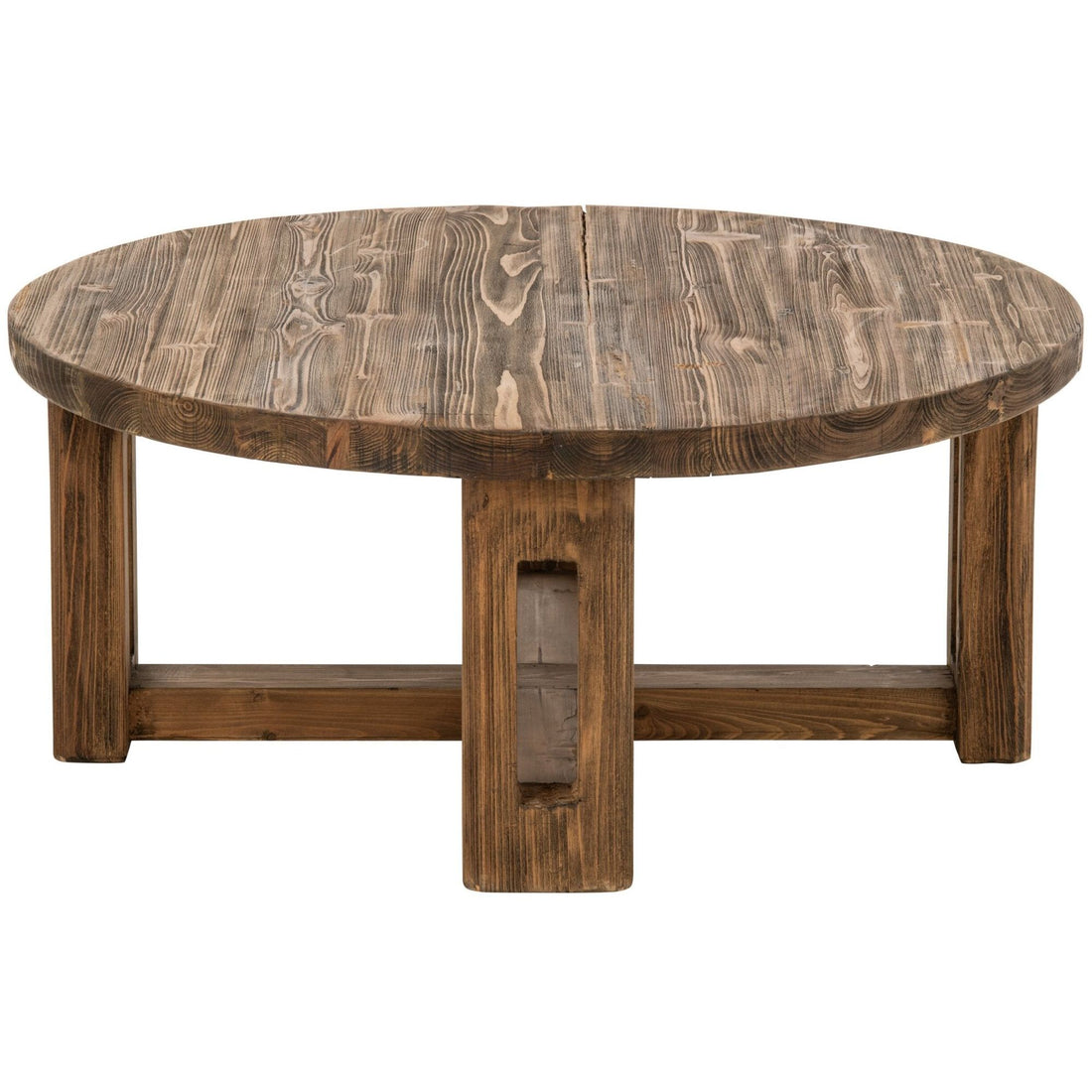 Table basse ronde en bois recyclé marron J-Line