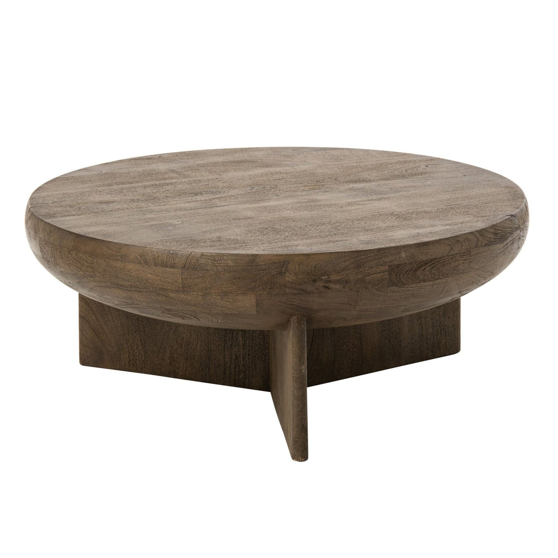 Table basse ronde en bois de manguier brun foncé Ø90 cm J-Line