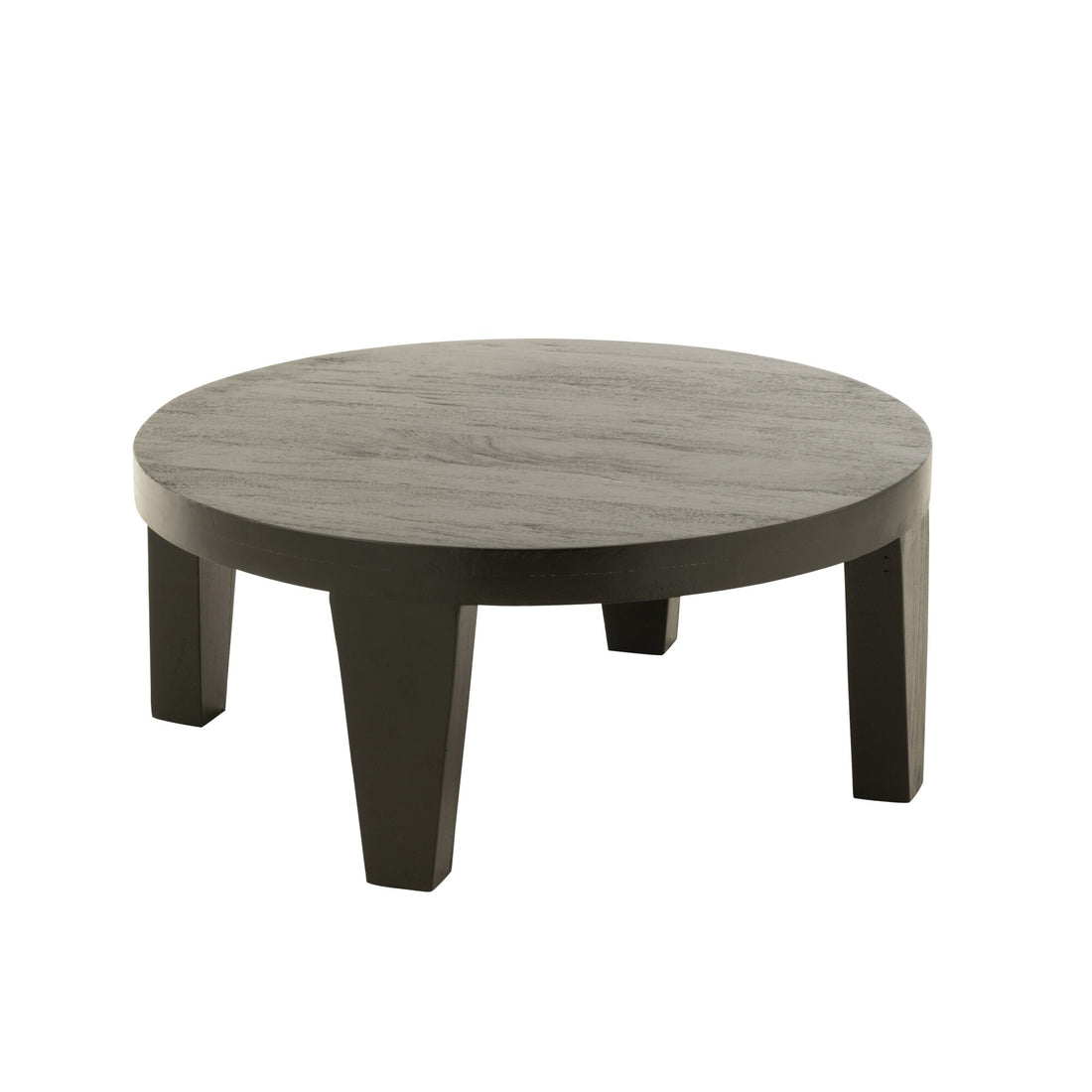Table basse ronde en bois de manguier noir mat J-Line