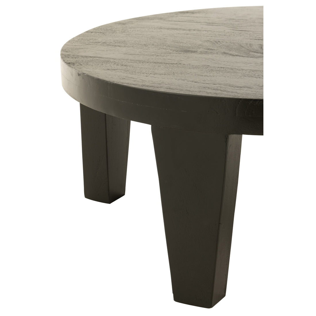 Table basse ronde en bois de manguier noir mat J-Line