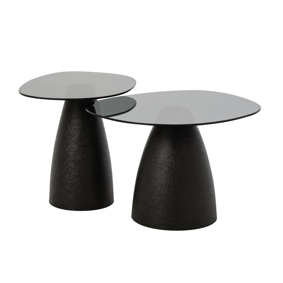 Tables basses Verre/Métal Noir Lot de 2 J-Line