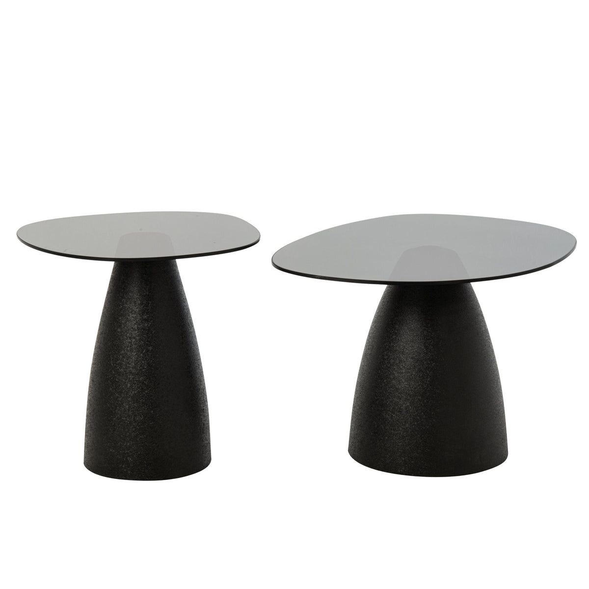 Tables basses Verre/Métal Noir Lot de 2 J-Line