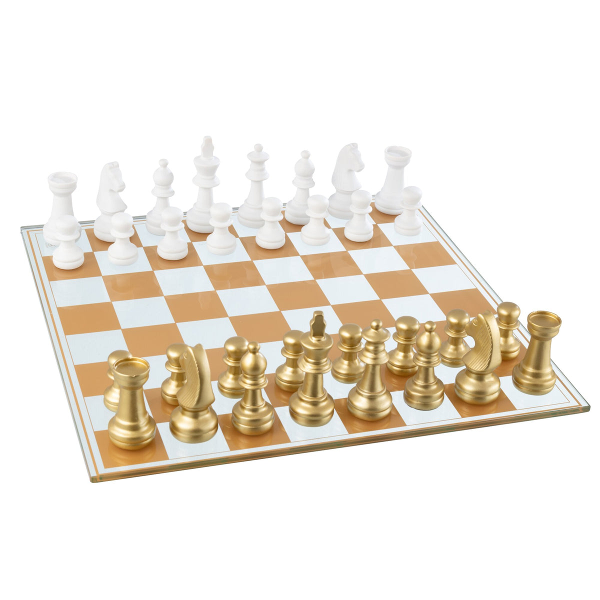Jeu d’échecs en verre et polyrésine multicolore J-Line