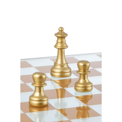 Jeu d’échecs en verre et polyrésine multicolore J-Line