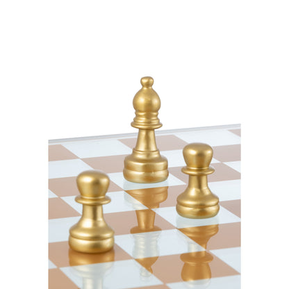 Jeu d’échecs en verre et polyrésine multicolore J-Line