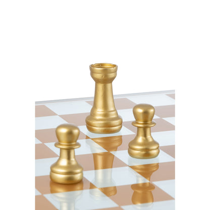 Jeu d’échecs en verre et polyrésine multicolore J-Line
