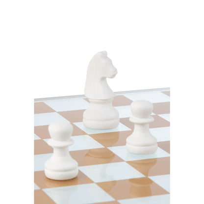 Jeu d’échecs en verre et polyrésine multicolore J-Line