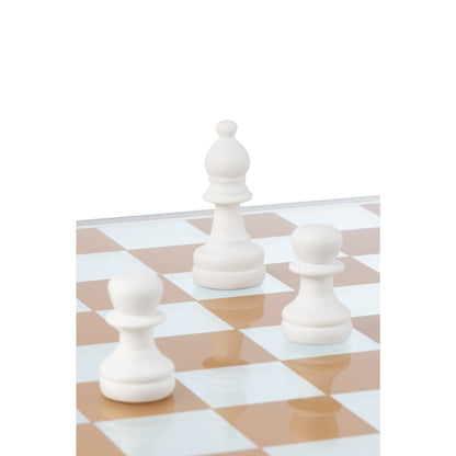 Jeu d’échecs en verre et polyrésine multicolore J-Line