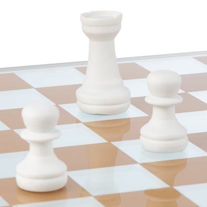 Jeu d’échecs en verre et polyrésine multicolore J-Line