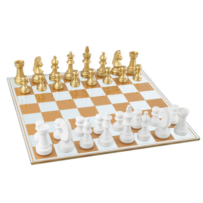 Jeu d’échecs en verre et polyrésine multicolore J-Line
