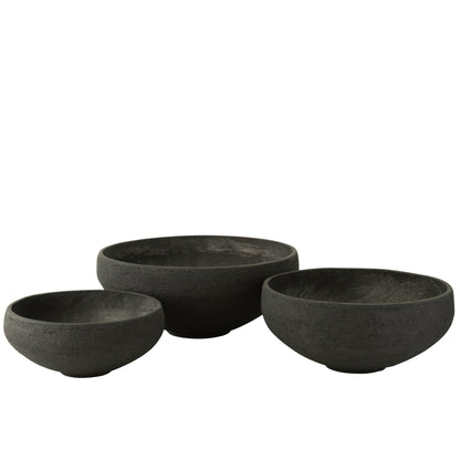 Bol en argile fibre noire, lot de 3 J-Line