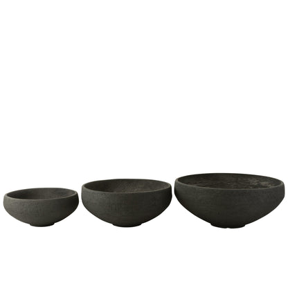 Bol en argile fibre noire, lot de 3 J-Line