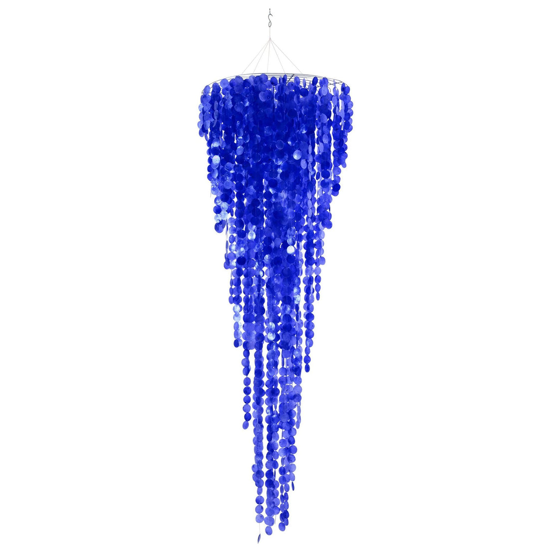 Suspension Coquillage Capiz Bleu Large Ø80cm x H250cm J-Line