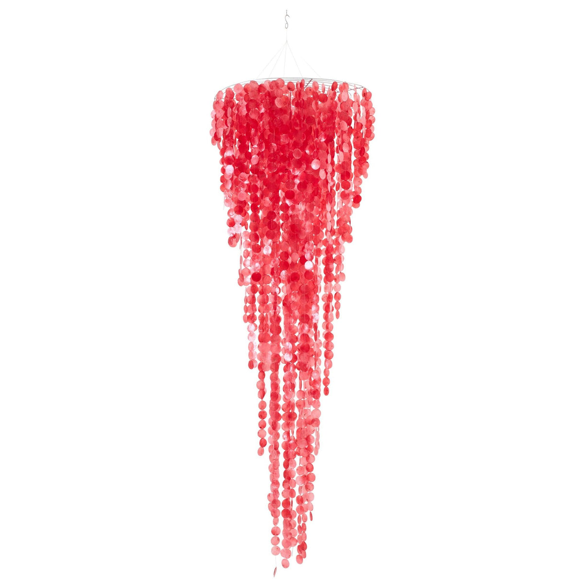 Suspension Coquillage Capiz Rouge Large Ø80cm x H250cm J-Line