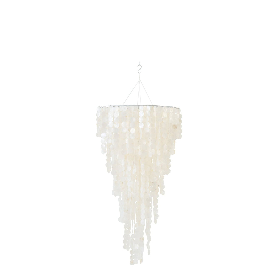 Suspension Coquillage Capiz Blanc Moyen Ø80cm x H150cm J-Line