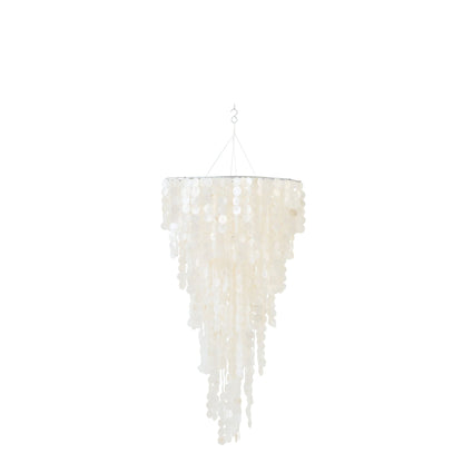 Suspension Coquillage Capiz Blanc Moyen Ø80cm x H150cm J-Line