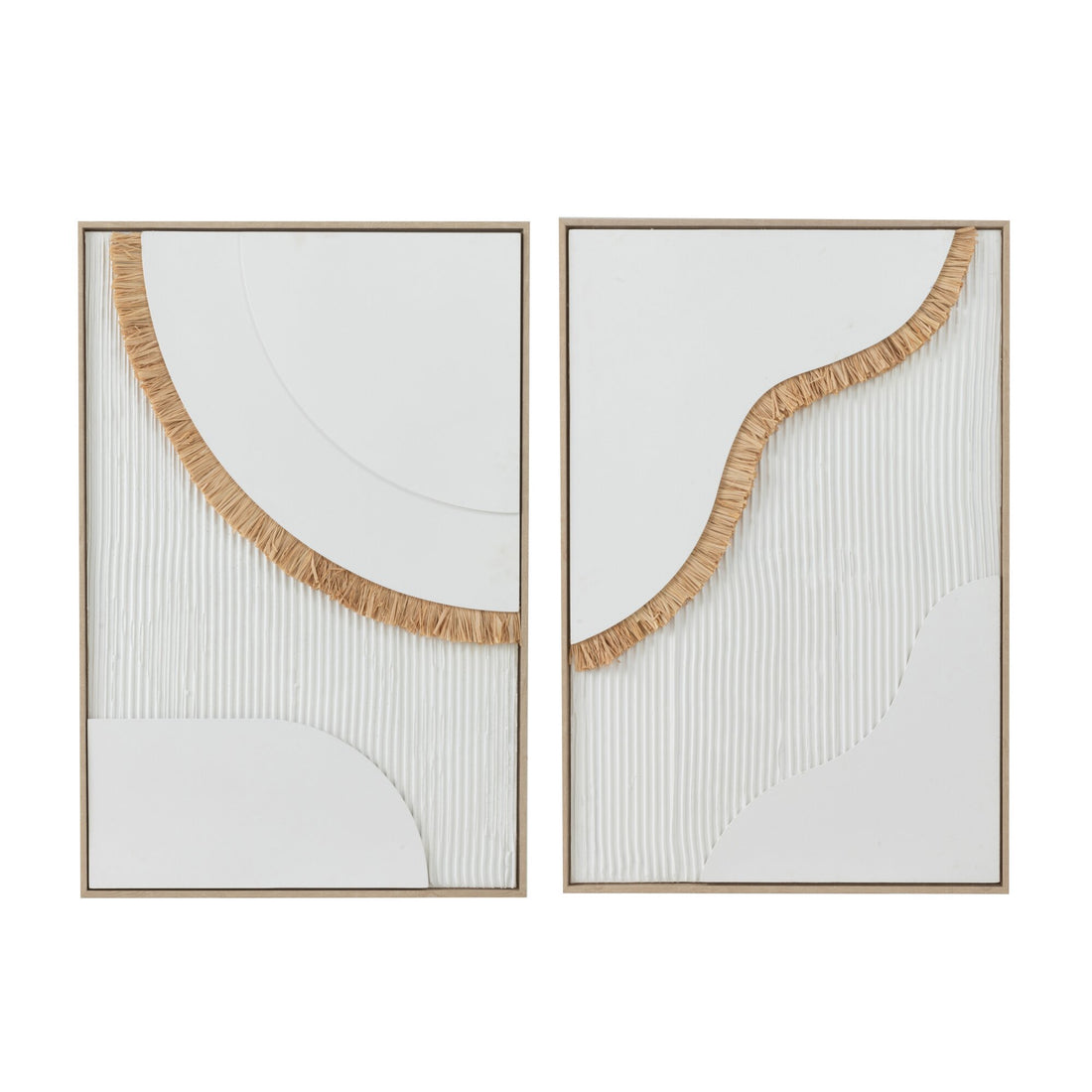Tableau Foin sur toile blanche, lot de 2 J-Line
