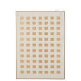Schilderij Vierkanten Mdf Goud/Wit van J-Line, groot schilderij met reliëf van vierkanten in wit en goud