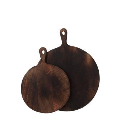 Planche de service ronde en bois marron foncé Large J-Line