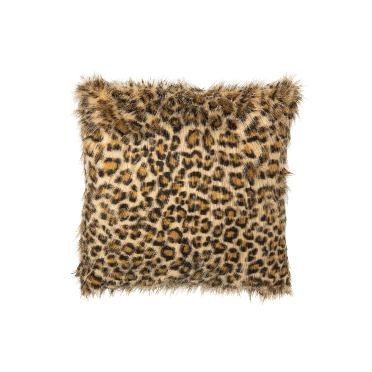 Kussen van J-Line met Leo panterprint, 45x45cm in roestbruine en beige tinten