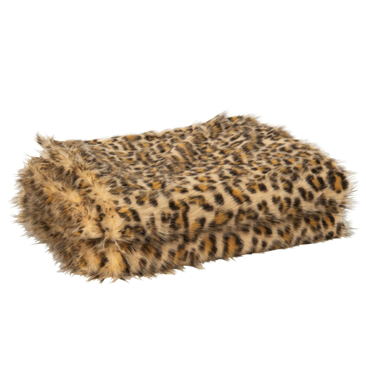 Zachte polyester plaid van J-Line met panterdessin in warme aardetinten