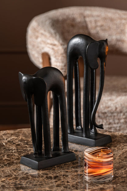Lot de 2 Statues Éléphant Aluminium Noir J-Line