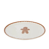 Bord Cookie Ovaal uit de set van J-Line, wit ovaal bord van 38,5 cm met peperkoekmannetje