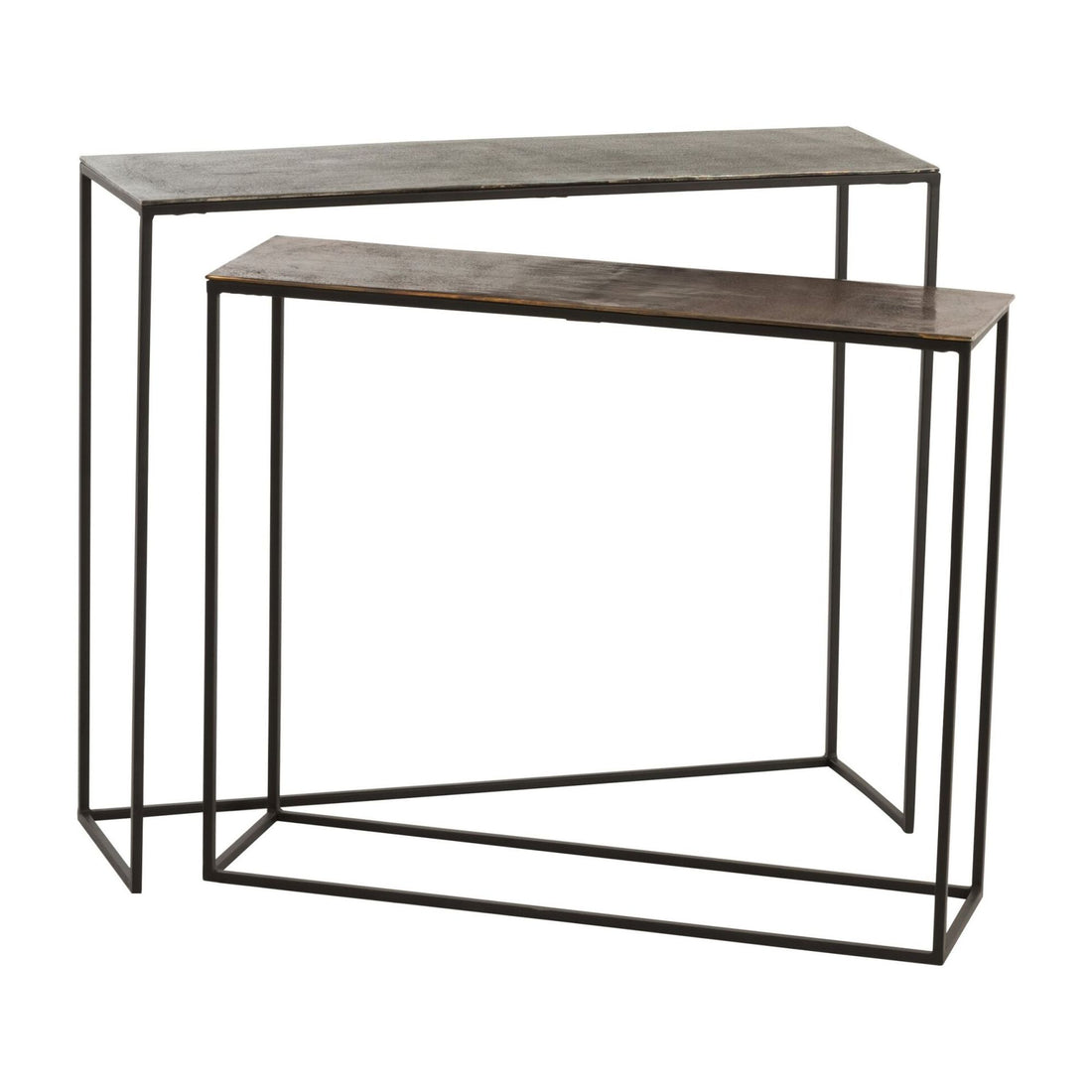 Lot de 2 consoles rectangulaires en aluminium noir/mix J-Line