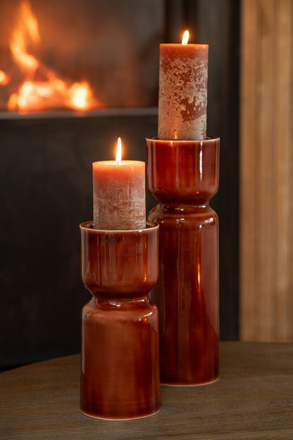 Lot de 2 bougeoirs en fer marron J-Line