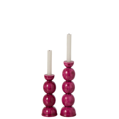 Lot de 2 bougeoirs en fer fuchsia J-Line