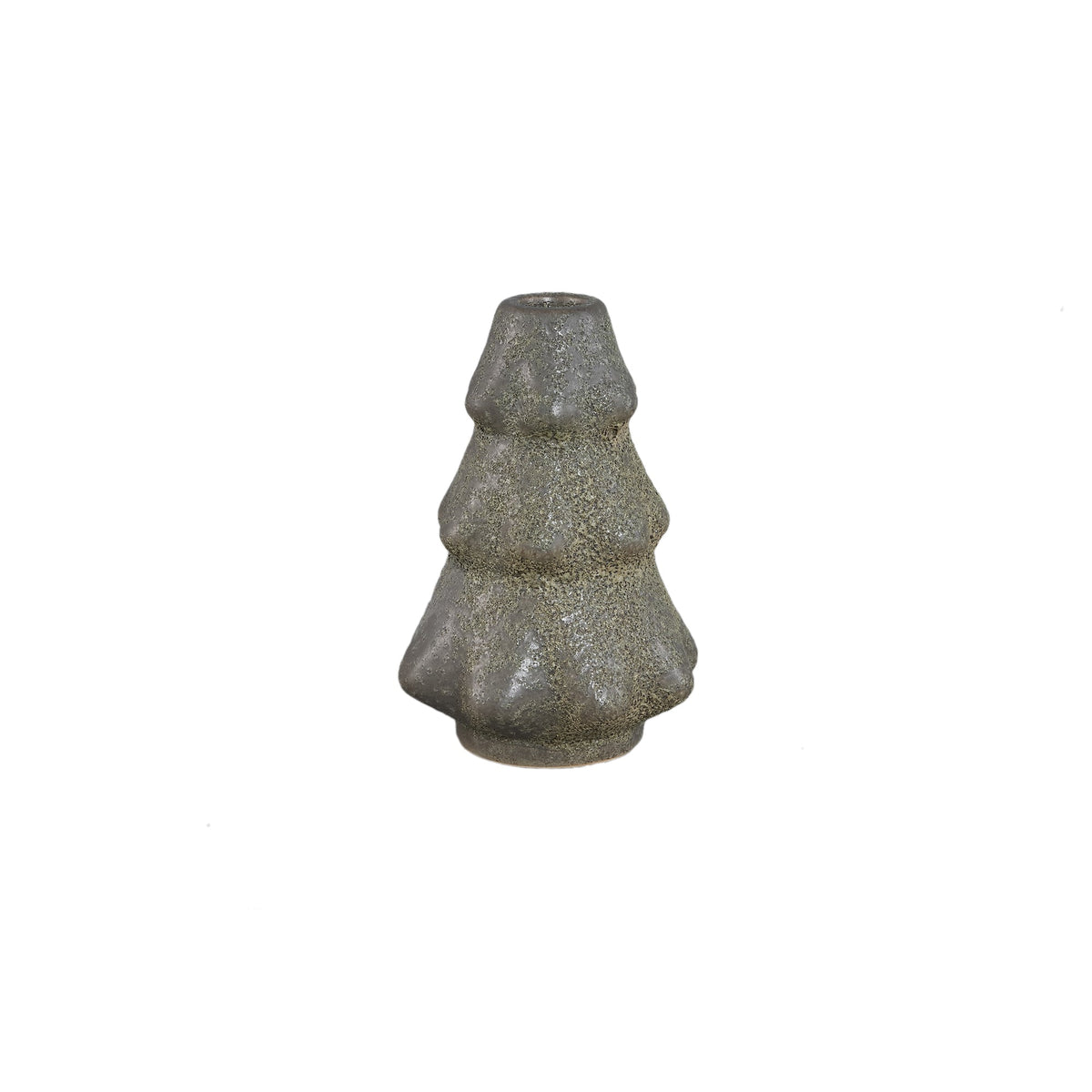 Set Van 2 Malin Kandelaars Kerstboom Keramiek Groen Ruw van PTMD, Malin Kandelaar Small uit de set los op witte achtergrond