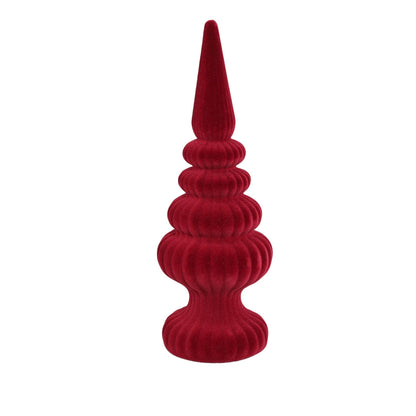 Set Van 2 Yule Kegelbomen Fluweel Bordeaux van PTMD, Yule Kegelboom Large uit de set los op witte achtergrond