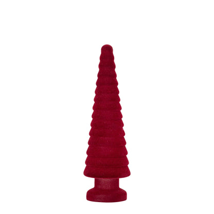 Set Van 3 Alezay Kerstbomen Glas Geribbeld Bordeaux van PTMD, Alezay Kerstboom Medium uit de set los op witte achtergrond