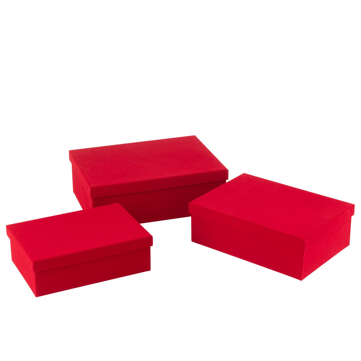 Lot de 3 boîtes de papier velours rectangulaire rouge J-Line