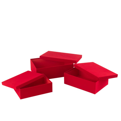 Lot de 3 boîtes de papier velours rectangulaire rouge J-Line