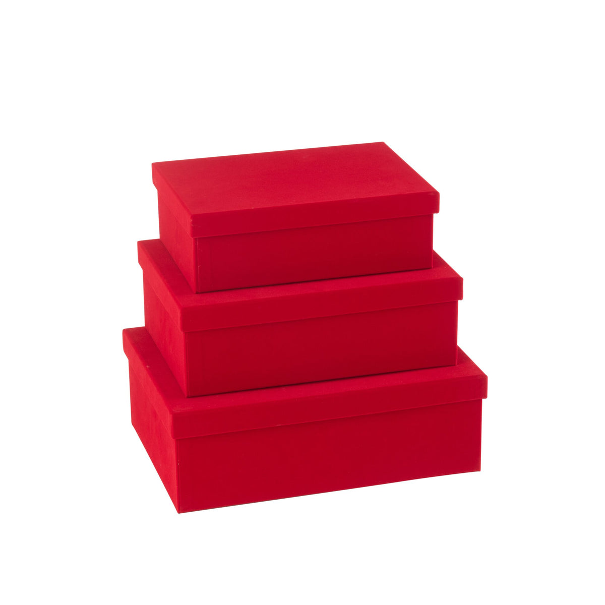Lot de 3 boîtes de papier velours rectangulaire rouge J-Line