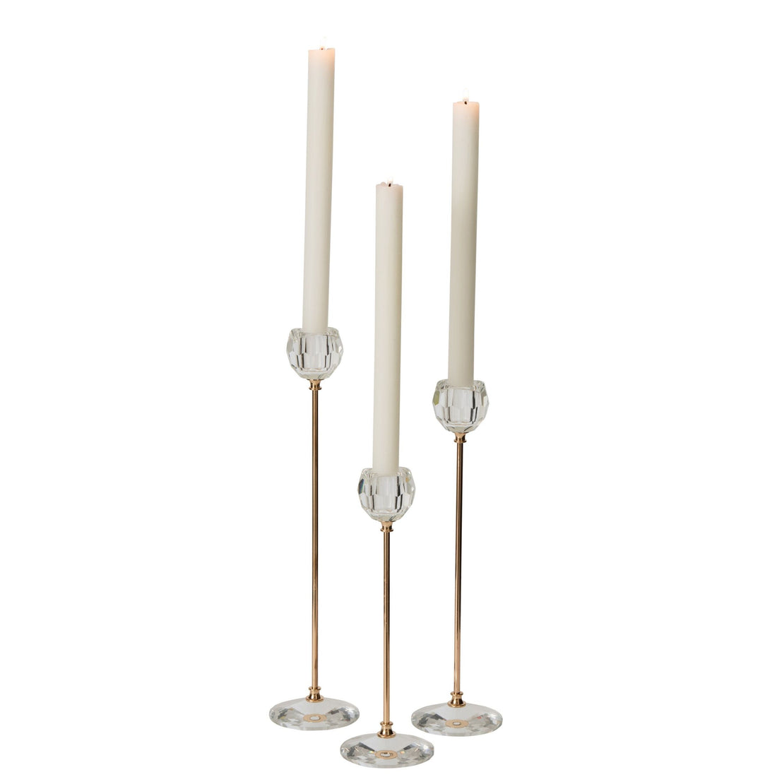 Lot de 3 bougeoirs en cristal transparent J-Line